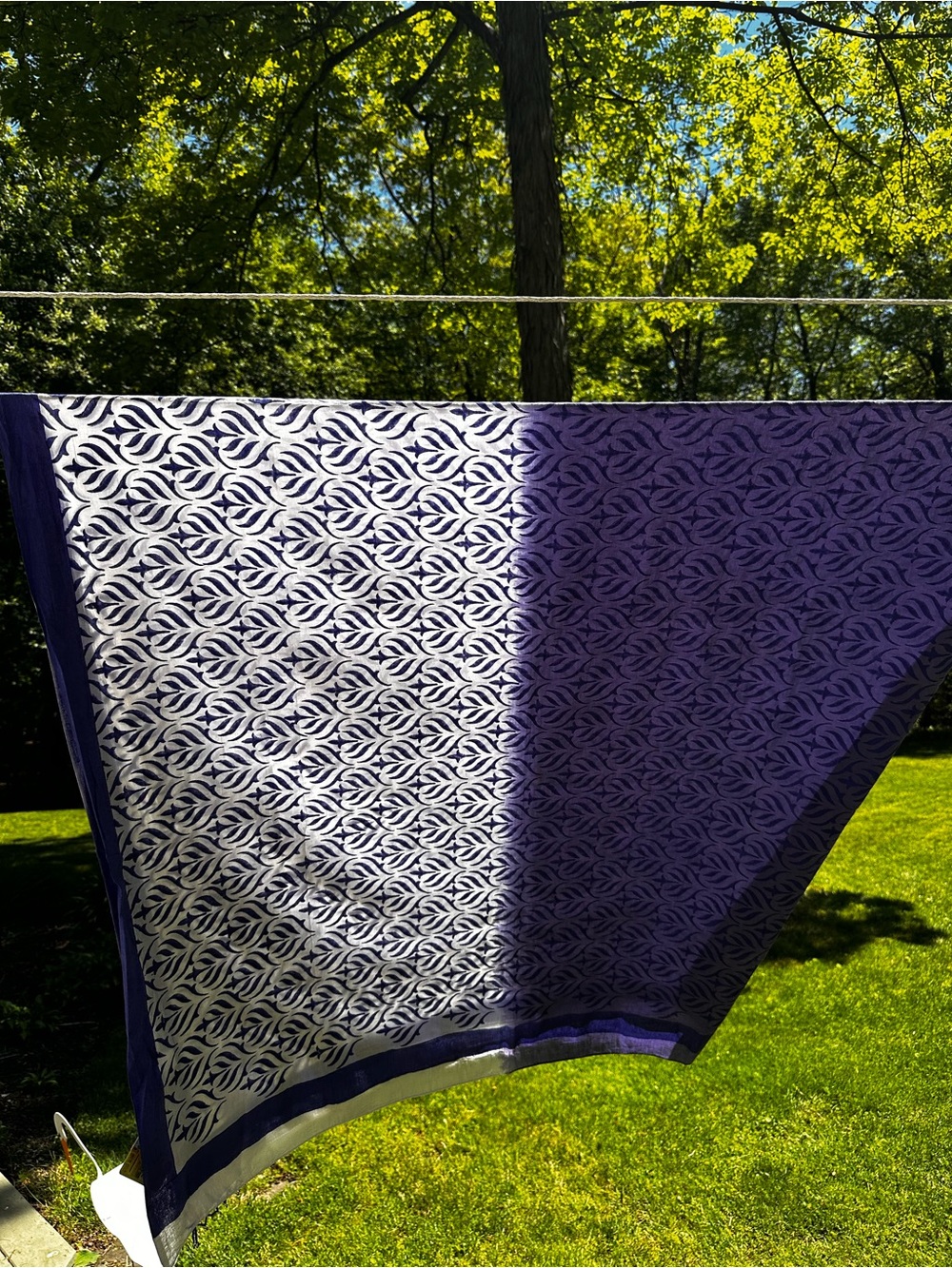 Roberta Roller Rabbit Purple and white block printed sarong NWT